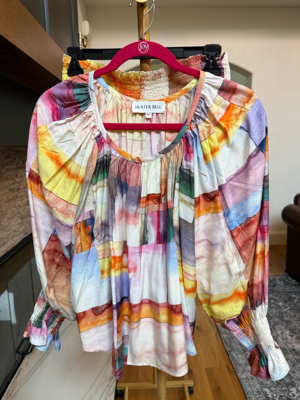 EUC Hunter Bell Stunning Watercolor Mosaic SET - Lucia Top XS & Jemma Shorts S!